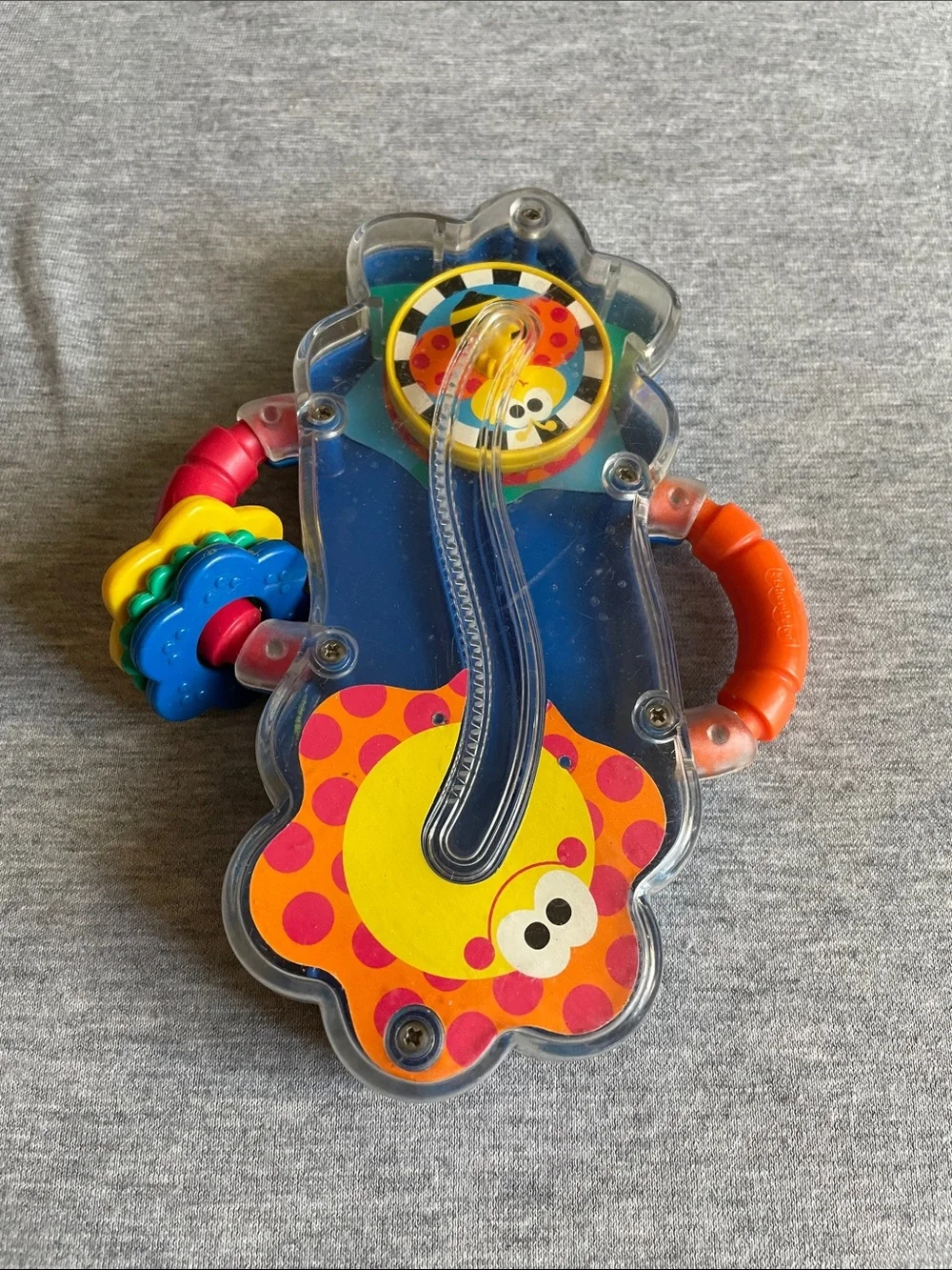 Cloud-Shaped Sensory Rattle & Teether Toy - Orange, Yellow & Blue